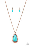 Paparazzi - BADLAND To The Bone - Long Copper & Turquoise Necklace