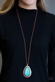 Paparazzi - BADLAND To The Bone - Long Copper & Turquoise Necklace