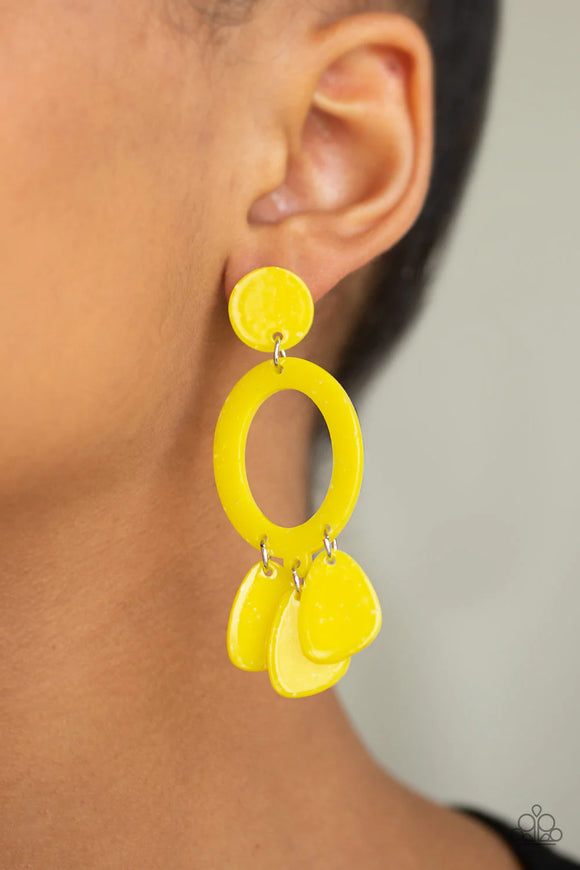 Paparazzi - Sparkling Shores - Yellow Acrylic Earrings