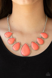 Paparazzi - Drop Zone - Orange Necklace