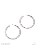 Paparazzi - Curve Ball - Silver Hoop Earrings