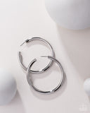 Paparazzi - Curve Ball - Silver Hoop Earrings