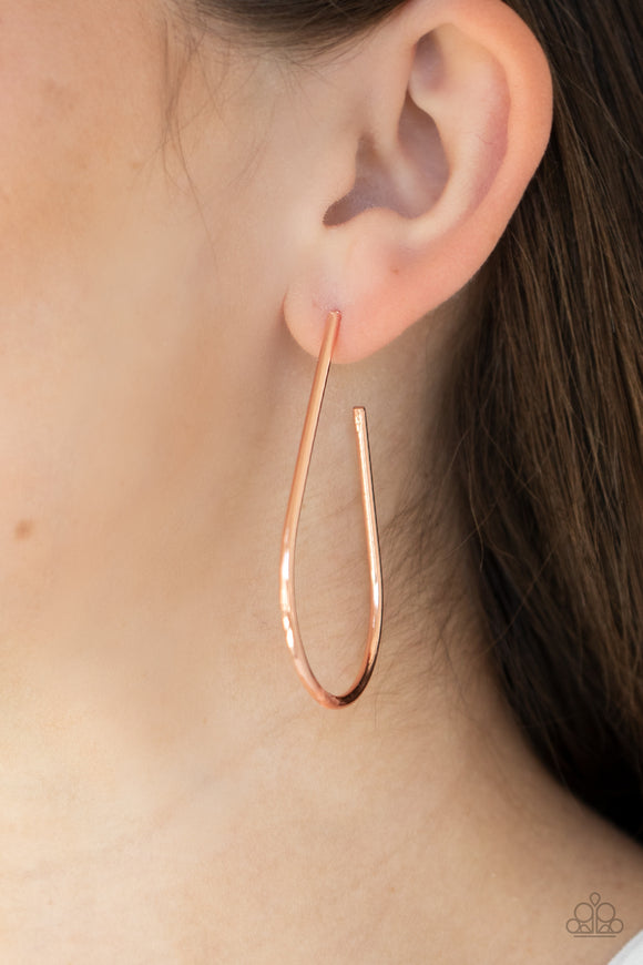 Paparazzi - City Curves - Copper Hoop Earrings