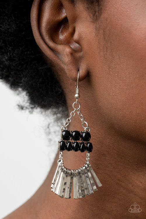 Paparazzi - A FLARE For Fierceness - Black Earrings