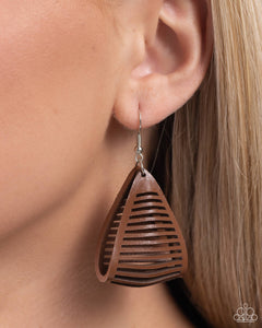 Paparazzi - In and OUTBACK - Brown Leather Earrings