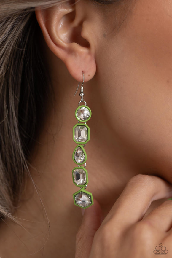 Paparazzi - Developing Dignity - Green Earrings