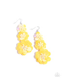 Paparazzi - Beaded Bouquet - Yellow Earrings