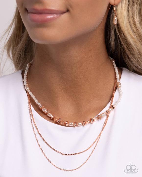 Paparazzi - Pearl Profession - Copper Layered Necklace