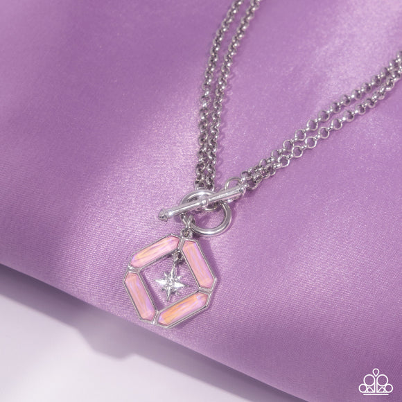 Paparazzi - Compass Cadenza - Pink Dainty Necklace