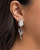 Paparazzi - Timeless Tulip - White Earrings
