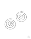 Paparazzi - Seize the Spiral - Silver Hoop Earrings