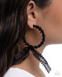 Paparazzi - Brand New Bow - Black Earrings