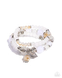 Paparazzi - Leafy Lounge - White Stretchy Bracelet