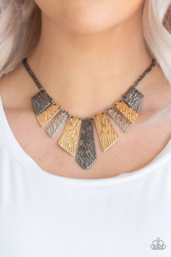 Paparazzi Accessories - Texture Tigress - Multi Necklace - Travona's Dazzling Jewels