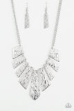Paparazzi Accessories - Texture Tigress - Silver Necklace - Travona's Dazzling Jewels