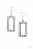 Paparazzi Accessories - Mirror, Mirror - White Rhinestone Earrings - Travona's Dazzling Jewels