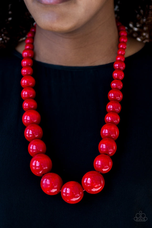 Paparazzi - Effortlessly Everglades - Red Wooden Necklace
