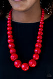 Paparazzi - Effortlessly Everglades - Red Wooden Necklace