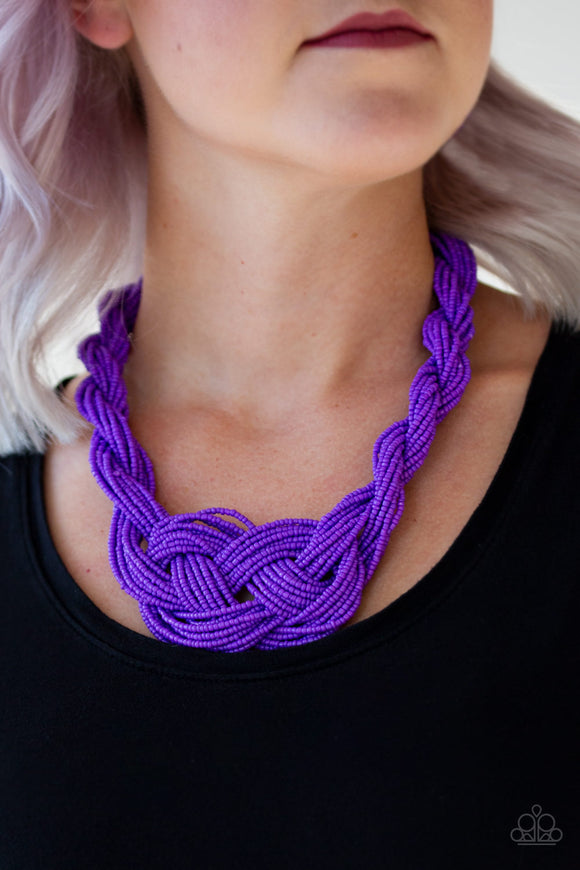 Paparazzi Accessories - A Standing Ovation - Purple Seed Bead Necklace - Travona's Dazzling Jewels