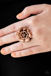 Paparazzi Accessories - FLOWERBED and Breakfast - Copper Ring - Travona's Dazzling Jewels