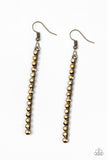 Paparazzi Accessories - Grunge Meets Glamour - Brass Pendulum Earrings - Travona's Dazzling Jewels