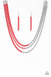 Paparazzi Accessories - Turn Up The Volume - Red Chain Necklace - Travona's Dazzling Jewels