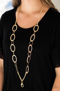 Paparazzi Accessories - Glimmer Goals - Gold Lanyard Necklace - Travona's Dazzling Jewels