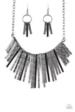 Paparazzi Accessories - Welcome To The Pack - Black Gunmetal Necklace - Travona's Dazzling Jewels