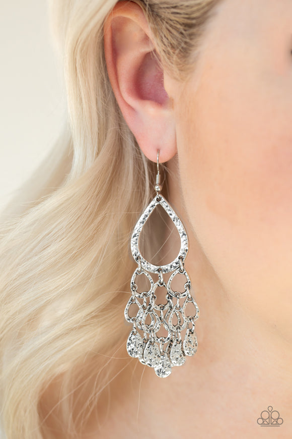 Paparazzi Accessories - Teardrop Trinket - Silver Earrings - Travona's Dazzling Jewels