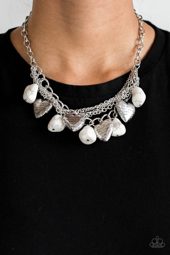 Paparazzi Accessories - Change Of Heart - White Necklace - Travona's Dazzling Jewels