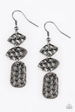 Paparazzi Accessories - Nine to HIVE - Black Earrings - Travona's Dazzling Jewels