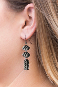 Paparazzi Accessories - Nine to HIVE - Black Earrings - Travona's Dazzling Jewels