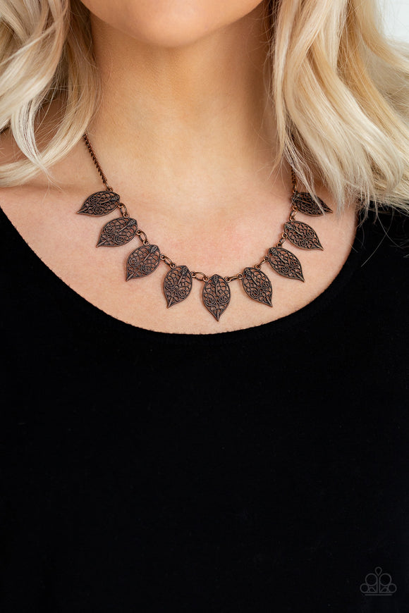 Paparazzi Accessories - Leafy Lagoon - Copper Necklace - Travona's Dazzling Jewels