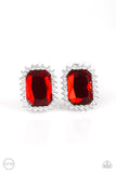 Paparazzi - Downtown Dapper - Red Clip-On Earrings