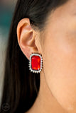 Paparazzi - Downtown Dapper - Red Clip-On Earrings