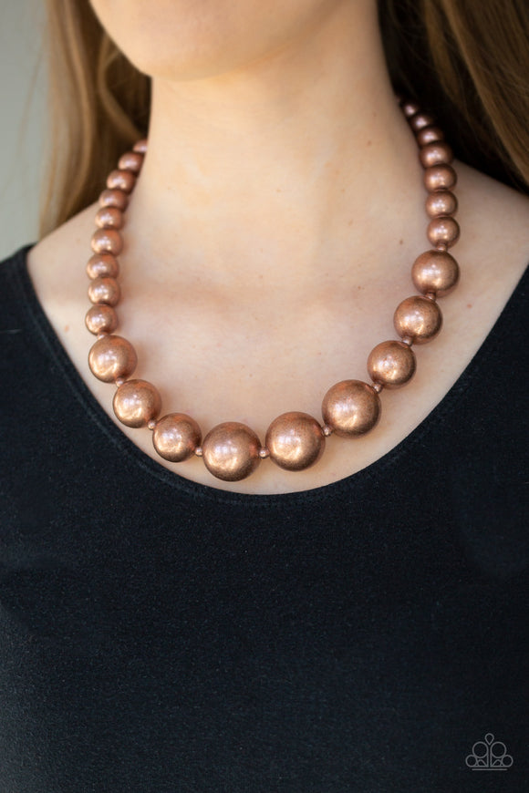 Paparazzi Accessories - Living Up To Reputation - Copper Bead Necklace - Travona's Dazzling Jewels