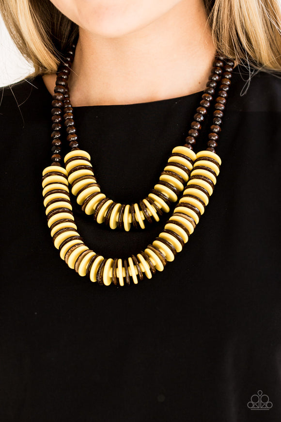 Paparazzi Accessories - Dominican Disco - Yellow Necklace - Travona's Dazzling Jewels