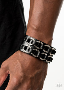 Paparazzi Accessories - Throttle It Out - Black Bracelet - Travona's Dazzling Jewels