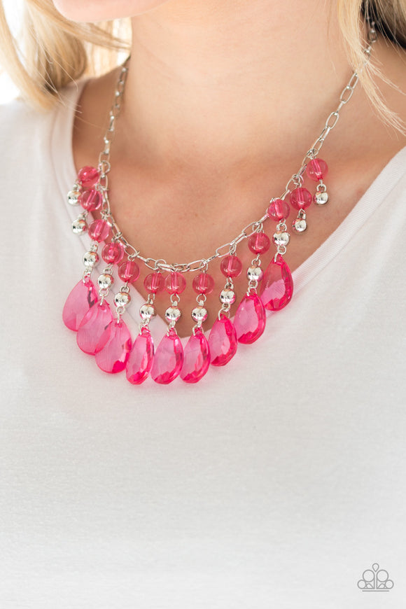 Paparazzi Accessories - Beauty School Drop Out - Pink Necklace - Travona's Dazzling Jewels