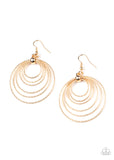 Paparazzi - Elliptical Elegance - Gold Circular Earrings - Travona's Dazzling Jewels