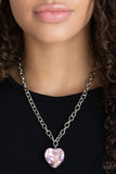 Paparazzi - Flirtatiously Flashy - Pink Heart Necklace