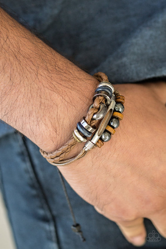 Paparazzi Accessories - Hello Hiker - Brown Urban Bracelet - Travona's Dazzling Jewels