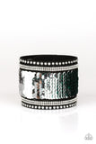 Paparazzi Accessories - MERMAIDS Have More Fun - Green Sequin Bracelet - Travona's Dazzling Jewels