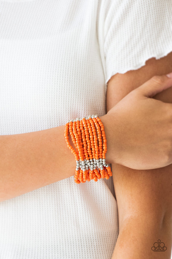 Paparazzi Accessories - Outback Odyssey - Orange Bracelet - Travona's Dazzling Jewels