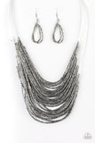 Paparazzi Accessories - Catwalk Queen - Black Gunmetal Necklace - Travona's Dazzling Jewels