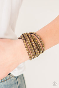 Paparazzi - Rock Star Attitude - Brass Wrap Bracelet