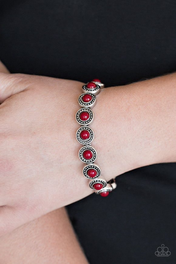 Paparazzi - Globetrotter Goals - Red Stretch Bracelet