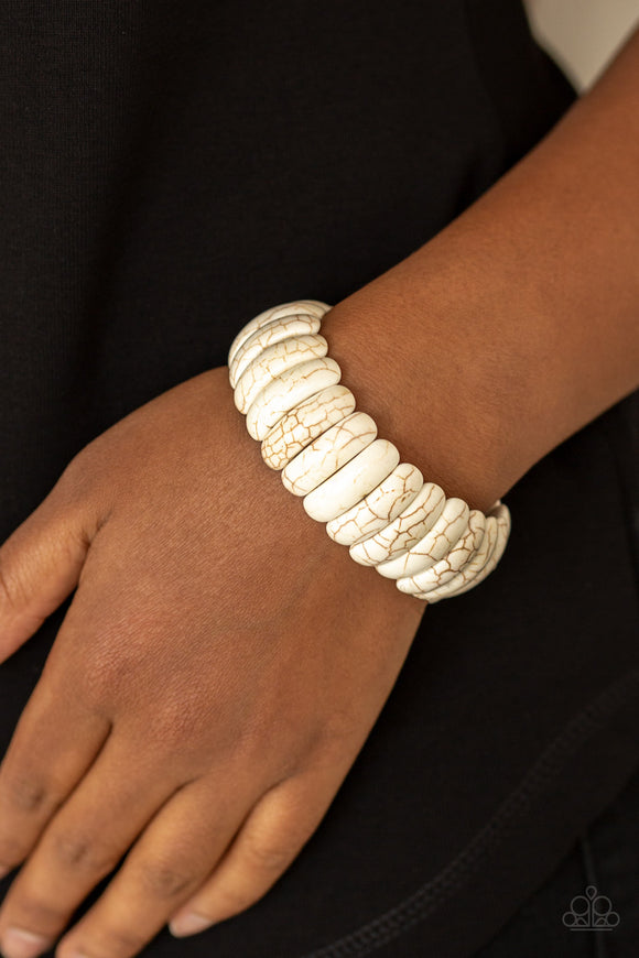 Paparazzi - Peacefully Primal - White Stretch Bracelet