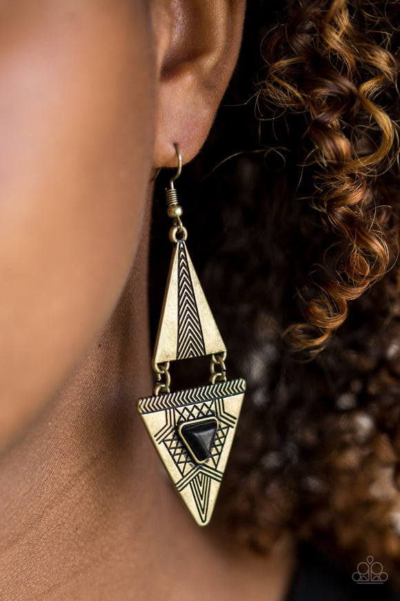 Paparazzi - El Paso Edge - Brass Earrings