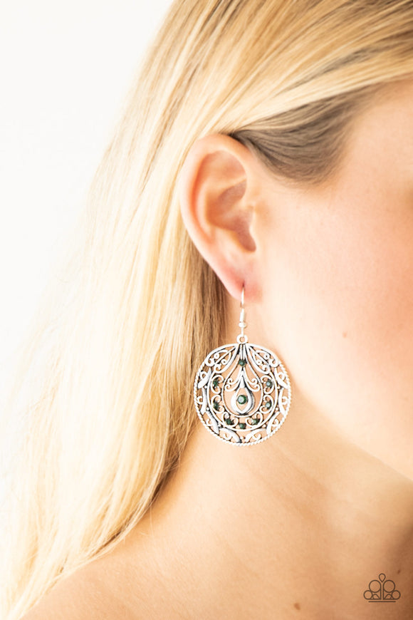 Paparazzi - Choose To Sparkle - Green Earrings